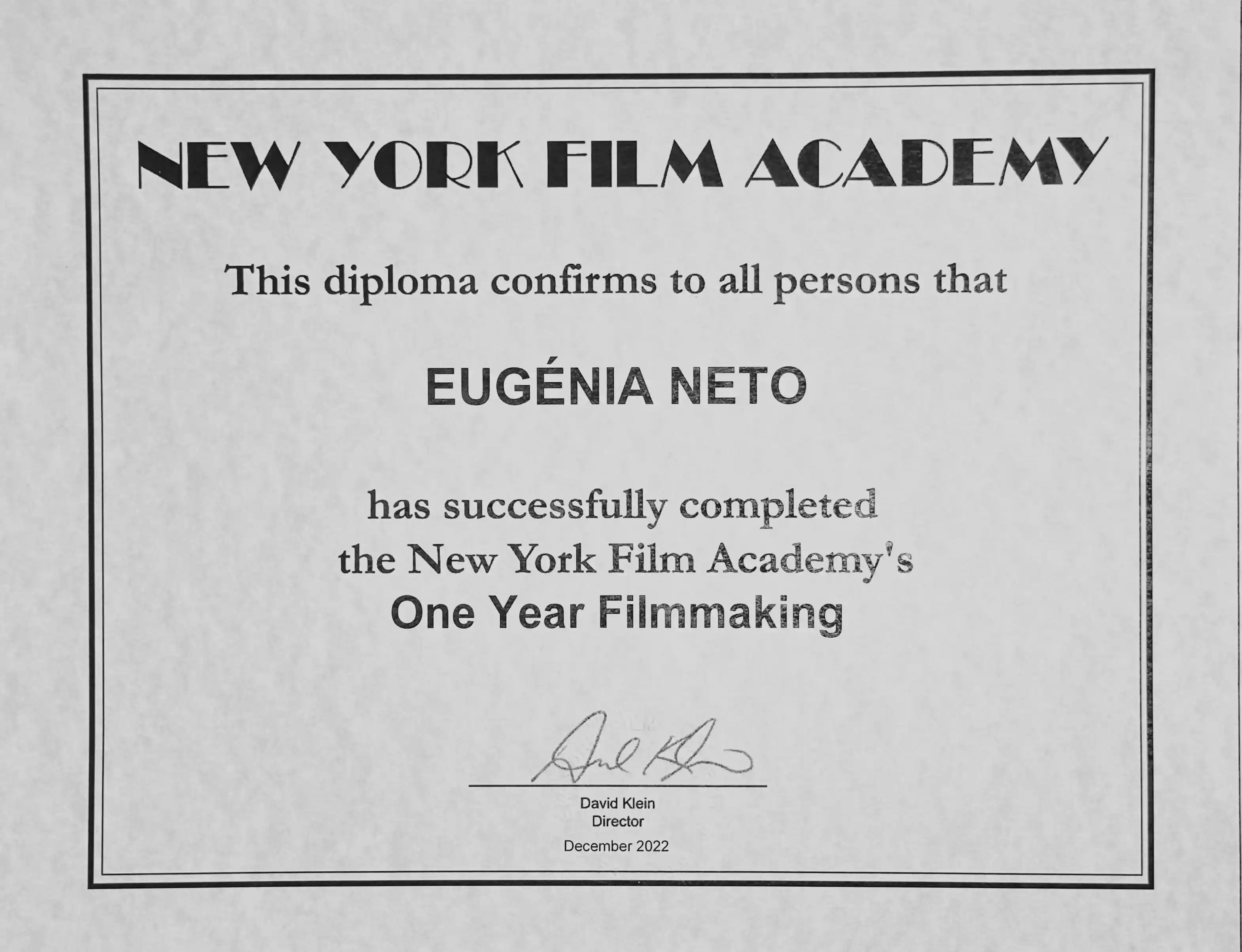 new york film academy filmmaking certificate